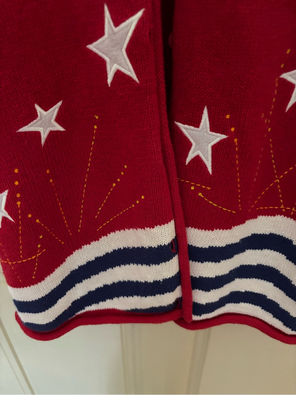 NWT Quacker factory 4th of July cardigan size M with patriotic button covers - Picture 4 of 8